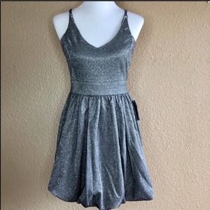 NWT Bailey Blue silver bubble hem mini dress sz M